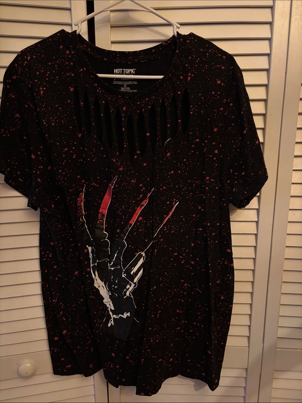 Hot Topic Black Tee with Red and White Graphic